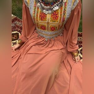 Elegant Peach Afghan Dress